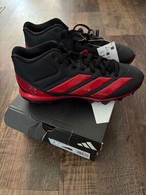 adidas Black & Red Adizero Football Cleats 7